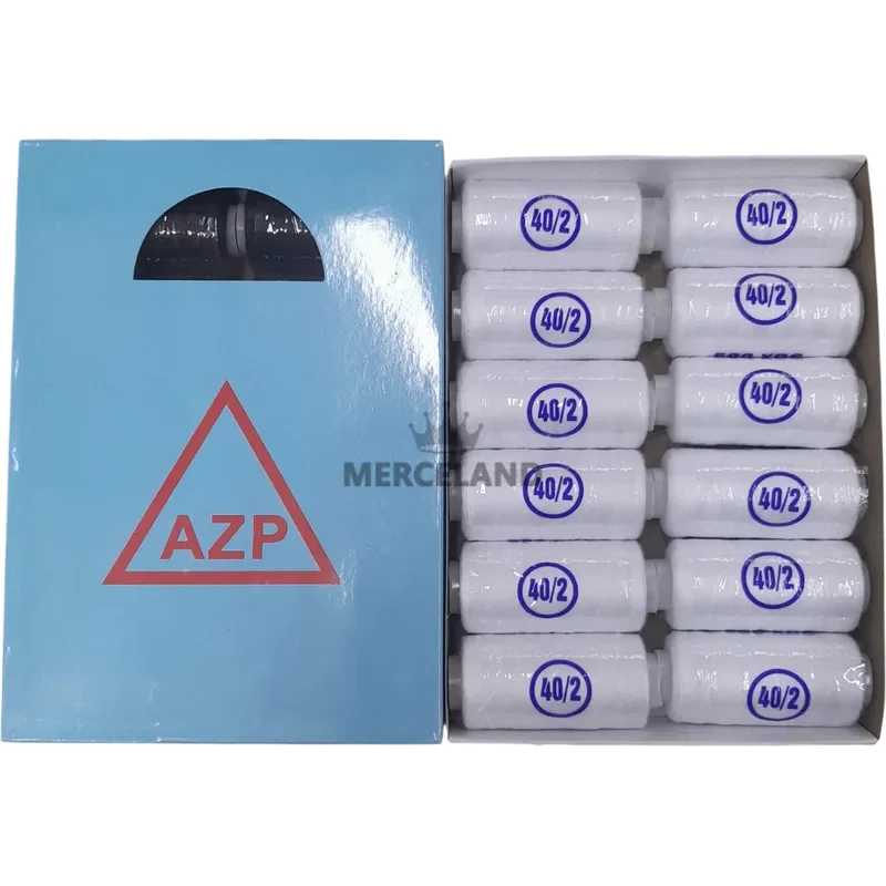 Pack x 12 Conos de Hilo de Poliéster AZP (500 Yardas) - Blanco o Negro