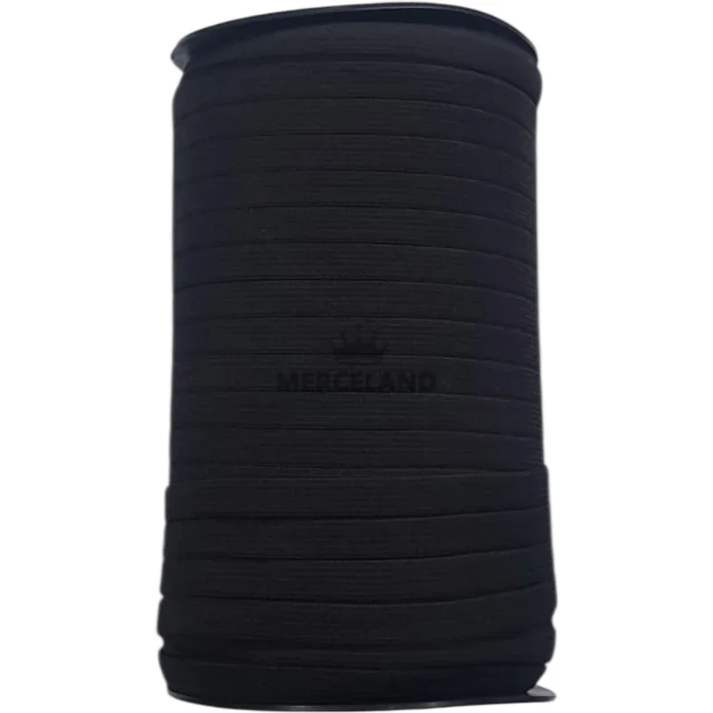 Rollo de Elástico Negro de Poliéster Texint 10mm - 200 Metros
