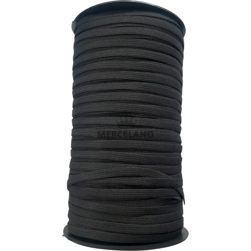 Rollo de Elástico Negro de Poliéster Texint 8mm - 250 Metros